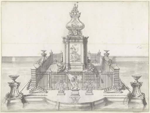 Scaffold for fireworks during the celebration of the Peace of Utrecht, 1713