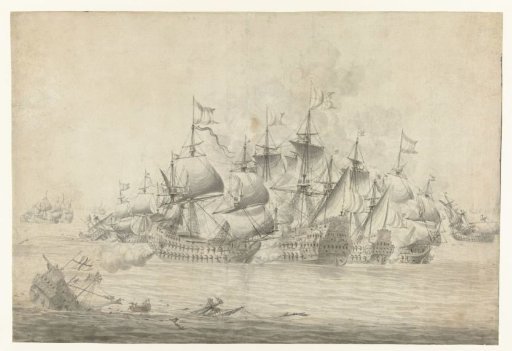 A naval battle, possibly near Lowestoft on 13 June 1665 (right sheet)