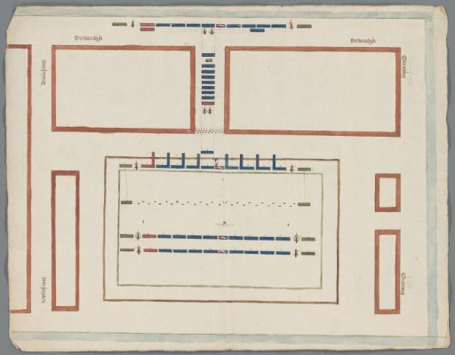 Map showing manoeuvres on the Schuttersveld in Delft, ca. 1799-1803