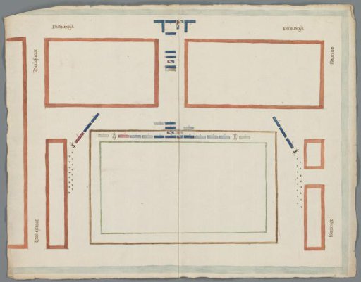 Map showing manoeuvres on the Schuttersveld in Delft, ca. 1799-1803