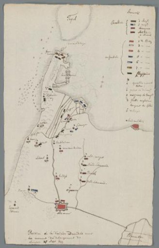 Map of North Holland with the position of Daendels' division on 25 August, 1799