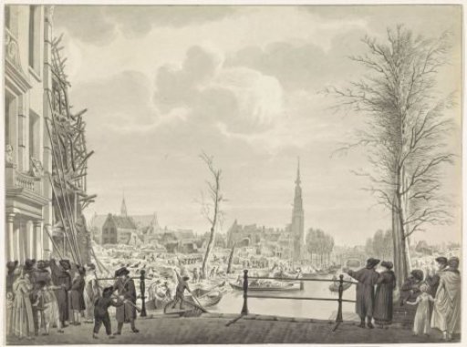 Restoration work on the Rapenburg after the disaster, 1807