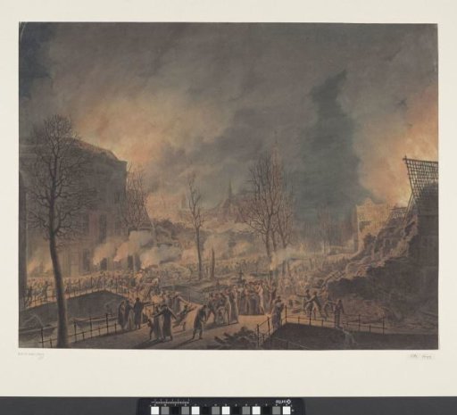 Louis Napoleon visits the ruins on the Rapenburg in Leiden after the explosion of the gunpowder ship on January 12, 1807
