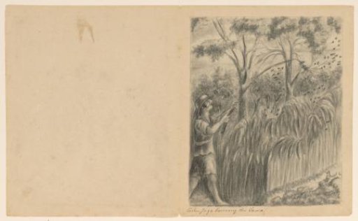 Coolen drives birds from the rice fields, ca. 1820-1850