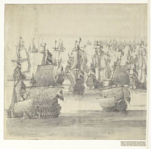 Naval Battle at Terheide, 10 August 1653 (left sheet)