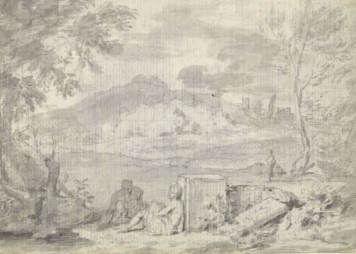 Landscape with a square stone
