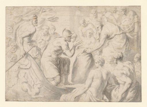 The companions of Odysseus opening the bag in which Aeolus had locked the winds