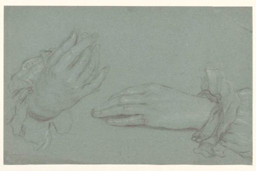 Study of a pair of hands, protruding from cuffs