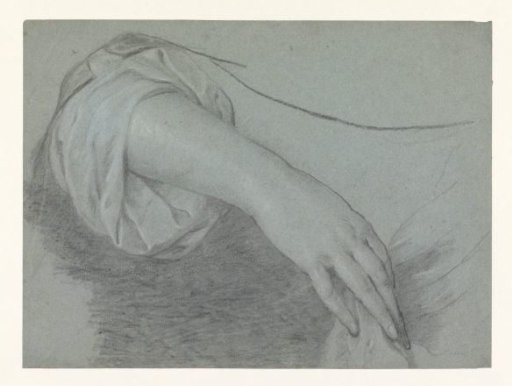 Study of a hand with forearm, protruding from a sleeve