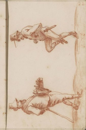 Peddler and a dancing man with a knife