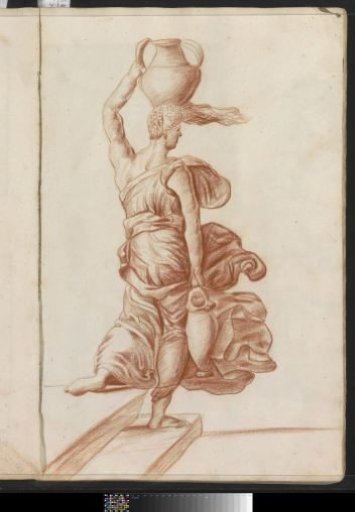 Woman in a toga with a jug on her head