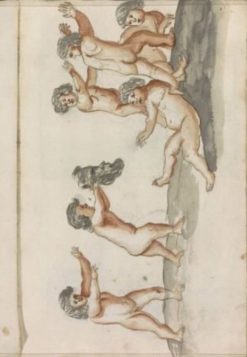 Putti playing with a Janus head