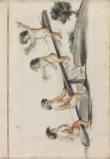 Four putti on a seesaw
