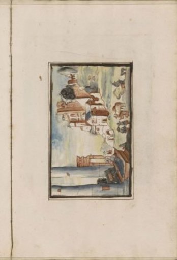 Animals and figures at the edge of a city
