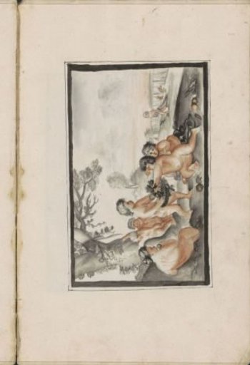 Putti with a fruit basket in a landscape