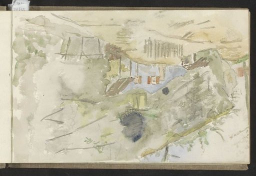 House and barn at the foot of a hill