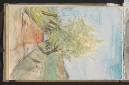 Hilly landscape with a tree-lined avenue