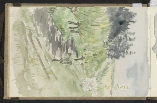 Landscape with pollarded willows along a stream