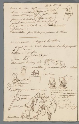 Studies of medieval helmets and an archer