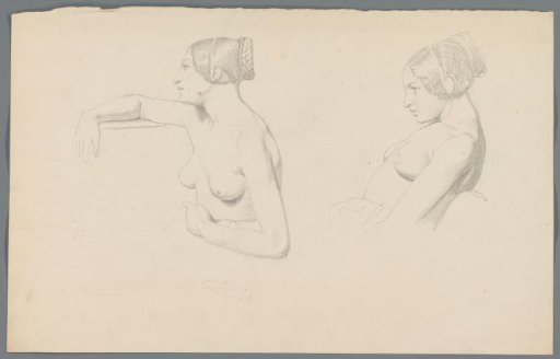 Study of a woman with an exposed upper body