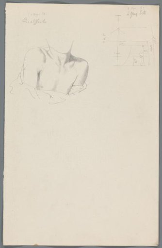 Study of a bare upper body and of a face