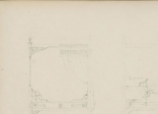 Front and side view of a bed