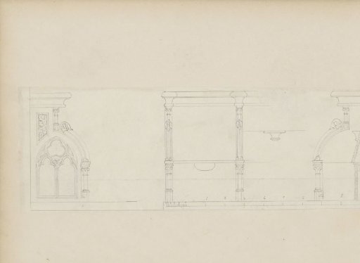 Study sheet, including a church window and columns