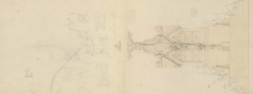 Tomb monument, chairs, cabinets, a bed, and a bench