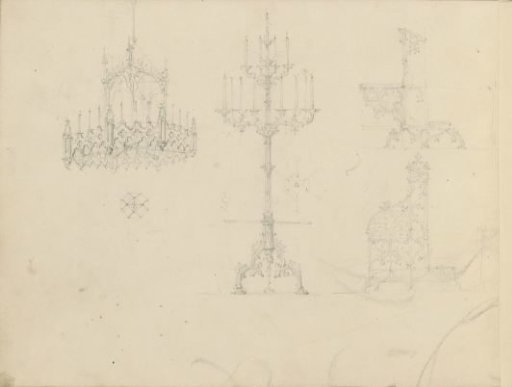 Study sheet, including a chandelier and candlestick