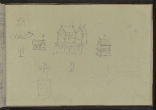Study sheet, including churches and a tomb monument