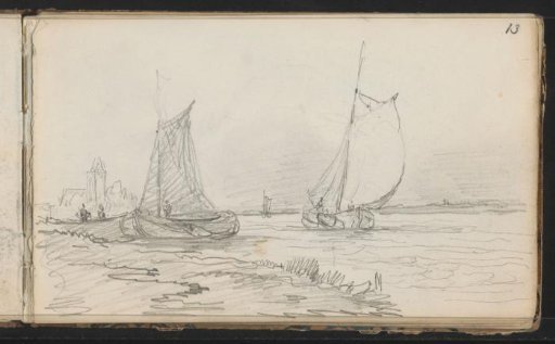 Sailing ships off a coast