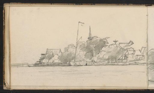 View of a village by the water