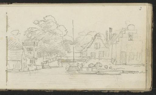 City view with a bridge over a canal