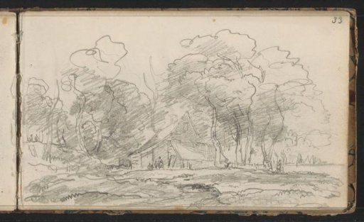 Figures near a rural house among the trees
