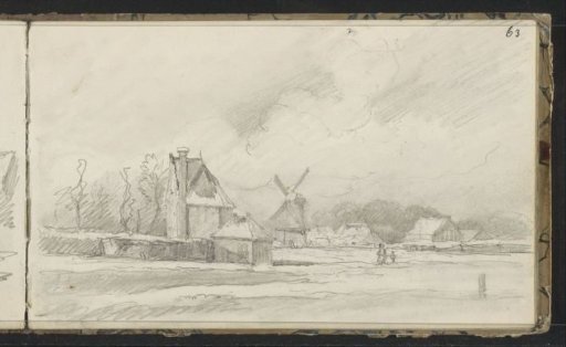 Village View with a Mill and Figures