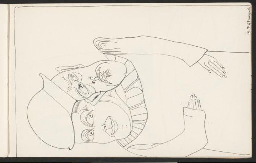 Figure with two male heads on one body