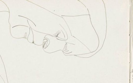 Woman's head in profile to the right