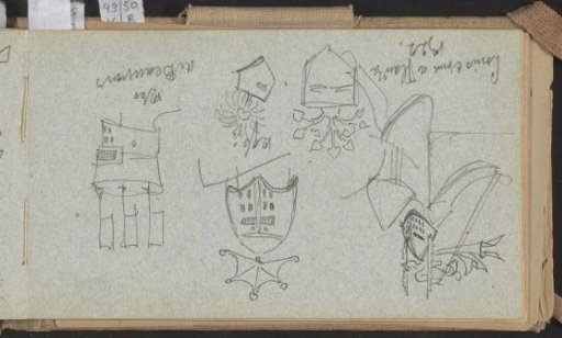 Helmets and weapons, possible attributes of Louis II of Nevers