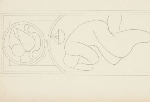 Design for a window with a sleeping figure