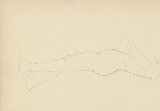 Standing nude woman with arms before the breast