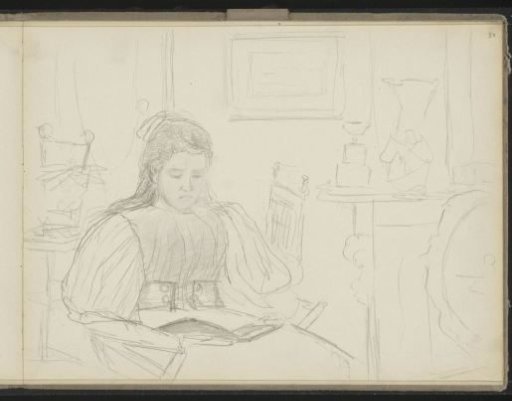Girl Reading in an Interior