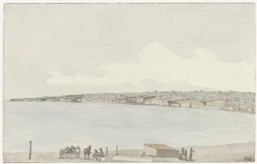 View of the promontory of Pausilype with the old palace of Queen Jeanne and the countryside of Sannazar from the balcony of the inn