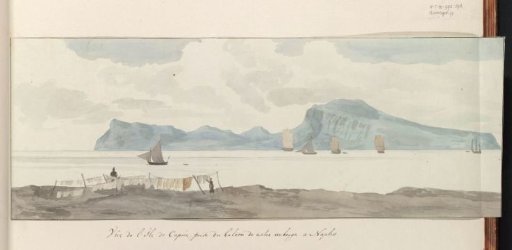 View of the Island of Capri from the balcony of an inn in Naples