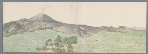 View of Vesuvius from the Dei Zoccolanti monastery with lava flows from 1734, 1764 and 1776