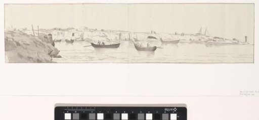 View of the roadstead with ships at anchor off Monopoli