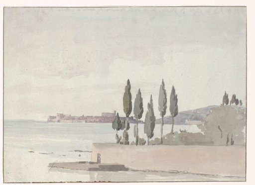 View of the Gulf of Gaeta opposite the post coach house at Molo di Gaëta