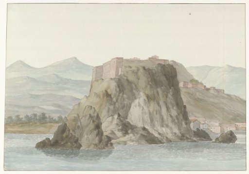 Rock and City of Scilla in the Region of Calabria Seen from the Sea on the North Side