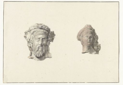 Two heads of statues from the theater of Tarentum excavated in the presence of the artist