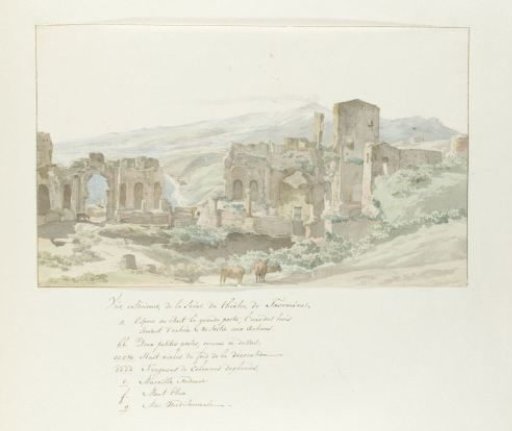 View of the interior with the stage of the theater of Taormina