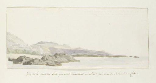 View of the coast at Taormina with a lava flow